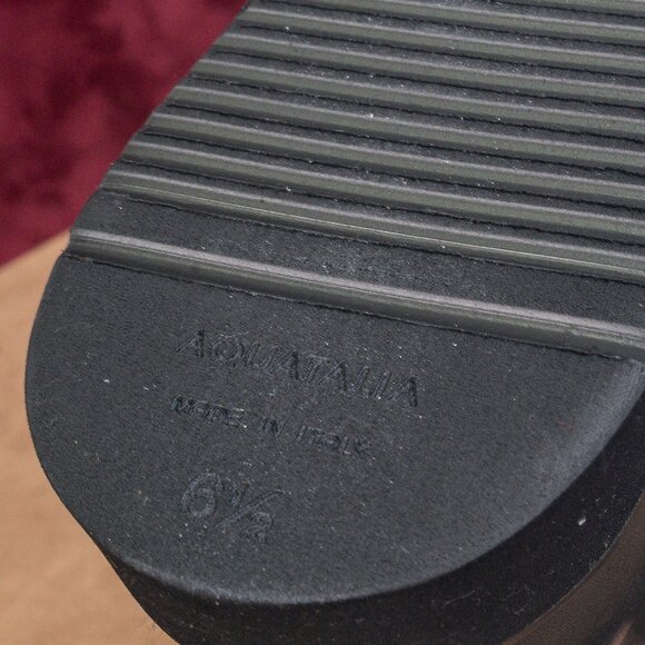 Aquatalia Women Camila Black Leather Narrow Lace-up Mid Calf Boots sz 6.5 - Picture 7 of 8